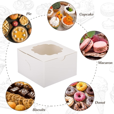 4 Inch White Custom Cake Box Window For Cupcakes Candy Chocolate Strawberries