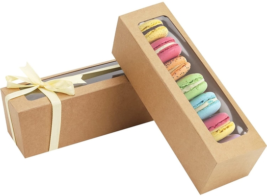 25 Pack Macaron Selection Box With Clear Window Ribbon 6 Macaron