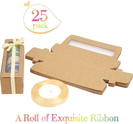 25 Pack Macaron Selection Box With Clear Window Ribbon 6 Macaron