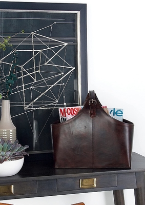 Leather Hand Basket Gift Storage Box For Wine / Sundries / Holiday Gift