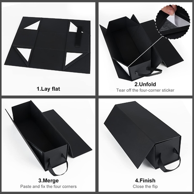 Liquor Champagne Magnetic Closure Collapsible Wine Boxes With Lid and Handle