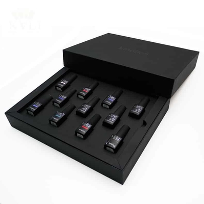 Luxury Nail Polish Packaging Box Set Matt Black Handmade Custom Logo Magnet Closure Box
