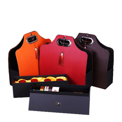2 Wine Bottles Leather Gift Box