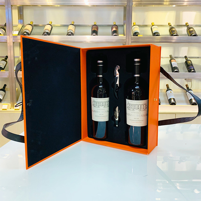 Custom Leather Suitcase Shaped Luxury Red Wine Packing Gift Box With Carrying Handle