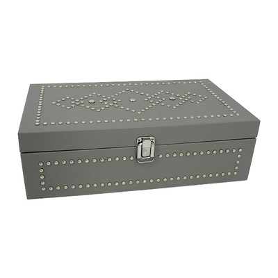Customized Fashion Classic Wine Tea Chocolate Packaging Box PU Leather Rivet Decoration Wooden Box Gift Box