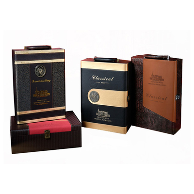 Blank Black Gold Leather Sublimation 2 Bottle Wine Bottle Gift Box With Accessories