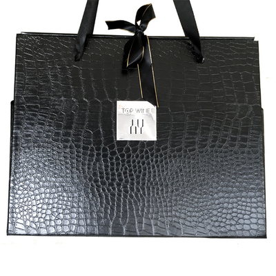 Custom Logo Leather Gift Box Gift Black 2 Folding Wine Box