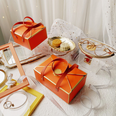Bronzing Portable Handle Paper Candy Packaging Box For Wedding Party Guest Gifts