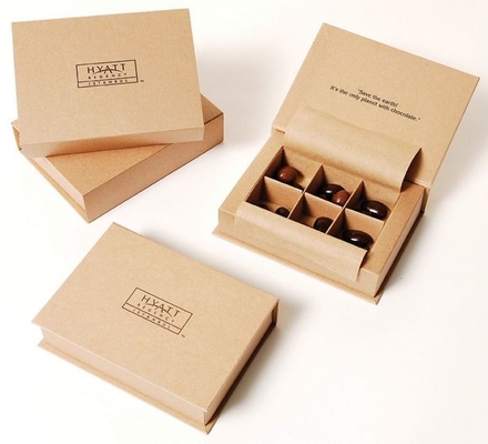 200x100x80mm Chocolate Packaging Box Paper Kraft Chocolate Box With Divider