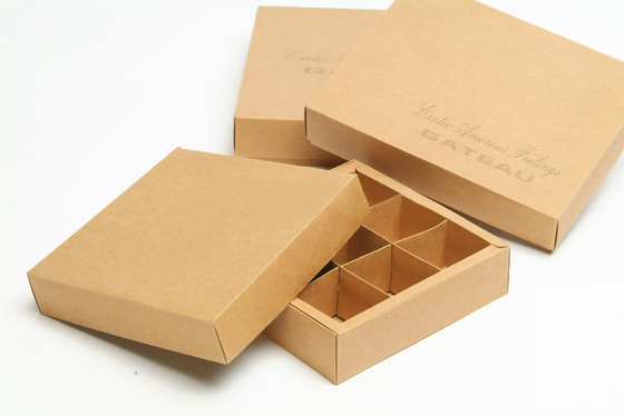 200x100x80mm Chocolate Packaging Box Paper Kraft Chocolate Box With Divider