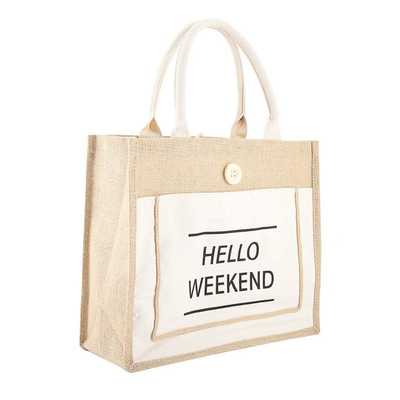 Beach Burlap Tote Bag Eco Friendly Reusable Jute Bag Customized Logo