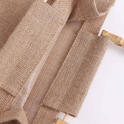 Reusable Shopping Burlap Tote Bag Jute Tote Bag Bamboo Handle