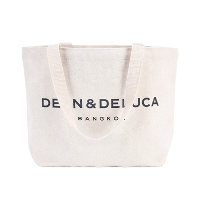 Plain Organic Reusable Shopping Bag Cotton Canvas Tote Bag With Pocket