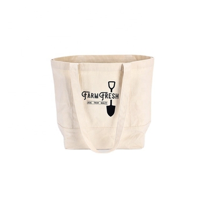 Beach Shoulder Women'S Tote Bags Pure Cotton Canvas Bag With Printed Logo