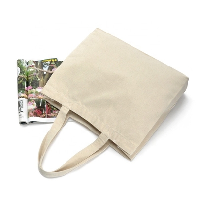 Reusable Blank Canvas Tote Bag Women Foldable Cotton Shopping Bags