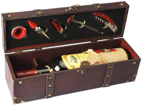 Premium Gift Wooden Wine Box Single Gift Wine Box For Birthday Wedding