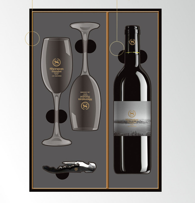 Wood Border Paper Flocking MDF Wooden Wine Glass Box Luxury
