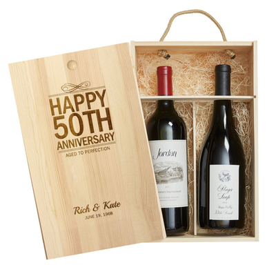 2 Bottle Wooden Wine Box With Lid Crate Storage Unit Christmas Hamper Gift Box