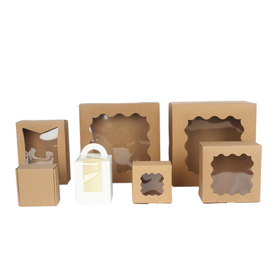Square Macaron Food Gift Contaienrs Paper Cake Boxes For Pastry With Window