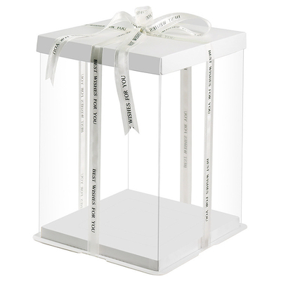Luxury Custom Cake Box White Clear Square Transparent Birthday Party Gift Box