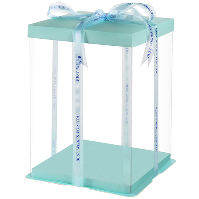 Luxury Custom Cake Box White Clear Square Transparent Birthday Party Gift Box
