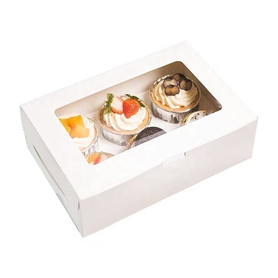 Bakery Custom Cake Box Mini Muffin Cupcake Boxes 6 Holes With Window