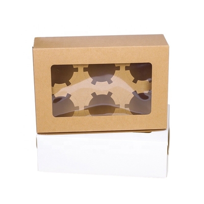 Bakery Custom Cake Box Mini Muffin Cupcake Boxes 6 Holes With Window