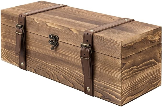 Good price Vintage Brown Wood Single Bottle Gift Wooden Wine Box With Leatherette Straps online