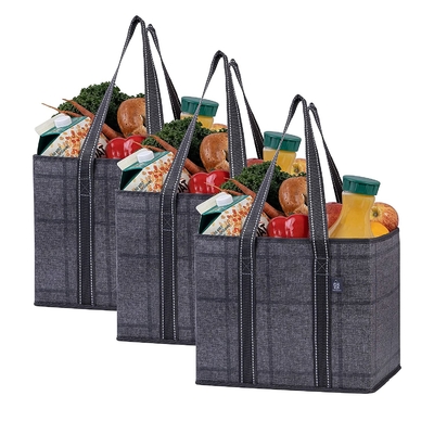 Good price Foldable Tote Shopping Bag Hard Bottom Reusable Grocery Bag online
