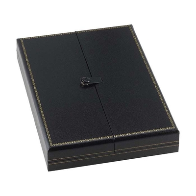 Good price Black Faux Leather Jewelry Box Snap Tab Necklace Gift Box online